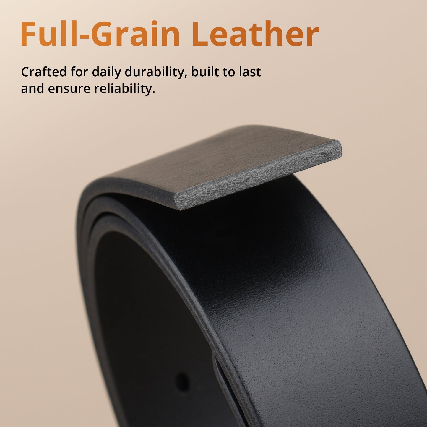 Buffway Leather Belt for Men - Durable Full Grain Men's Belt 1.5", Versatile for Daily Use, with Gift Box